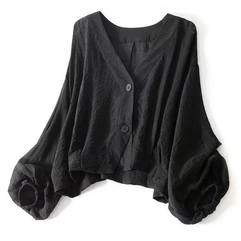 Women's V-Neck Button Front Blouse