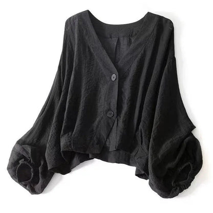 Women's V-Neck Button Front Blouse