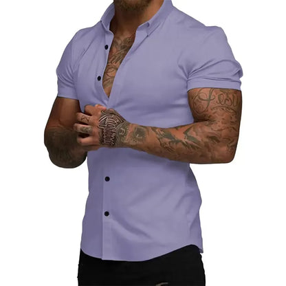 Men’s Muscle Fit Short Sleeve Button-Down Shirt