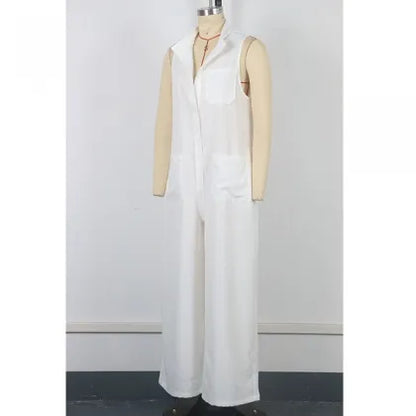 Sleeveless Relaxed Fit Wide Leg Utility Jumpsuit