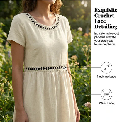 Women’s Lace-Trim High-Waist Midi Dress