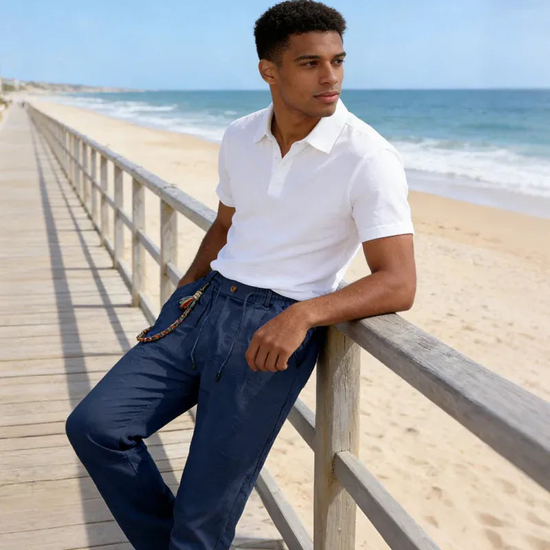 Men’s Casual Linen-Look Drawstring Pants