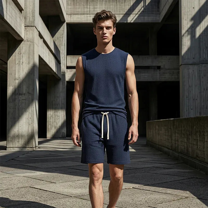 Men’s Textured Sleeveless Lounge Set