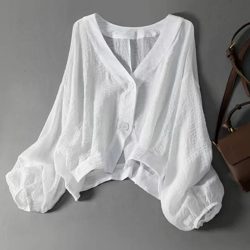 Women's V-Neck Button Front Blouse