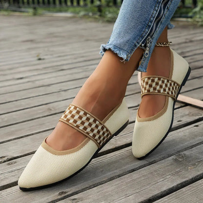Women’s Knitted Strap Pointed Toe Flats