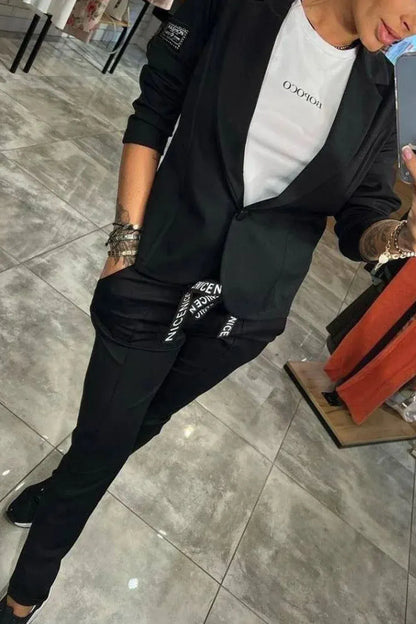 Women’s Casual Blazer and Pants 2-Piece Set