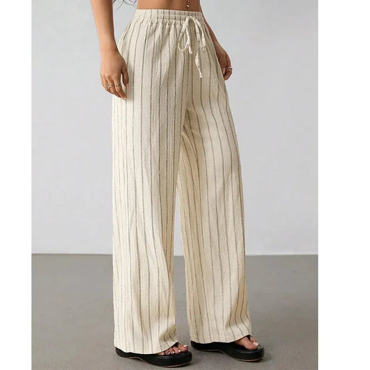 Women’s Striped Wide-Leg Drawstring Pants