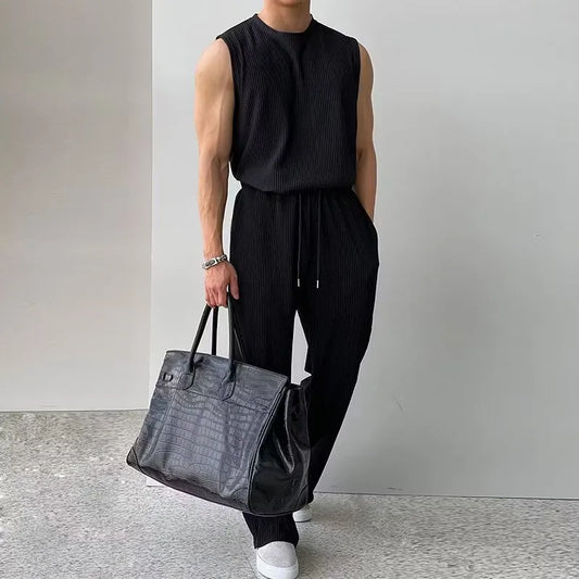 Men's Sleeveless Ribbed Lounge Set