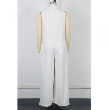 Sleeveless Relaxed Fit Wide Leg Utility Jumpsuit