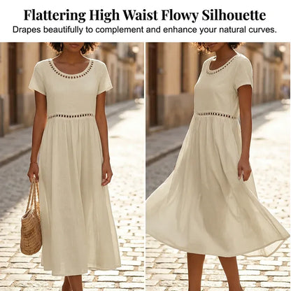 Women’s Lace-Trim High-Waist Midi Dress