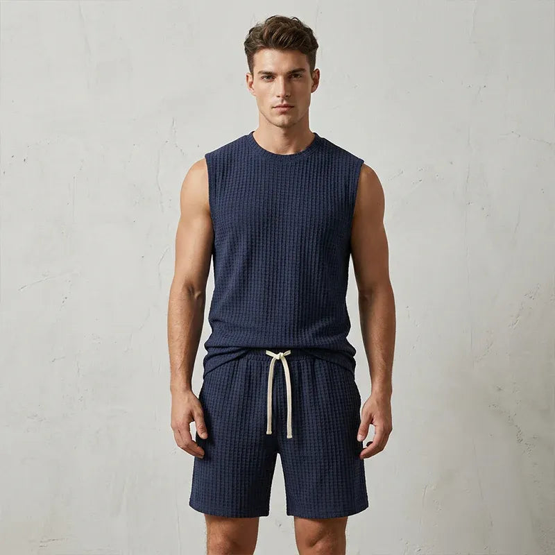 Men’s Textured Sleeveless Lounge Set