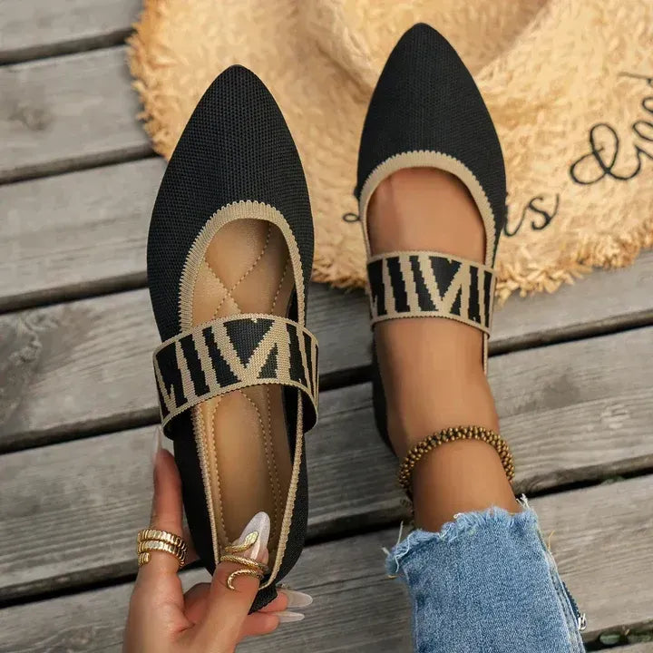Women’s Knitted Strap Pointed Toe Flats