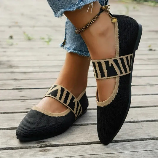 Women’s Knitted Strap Pointed Toe Flats