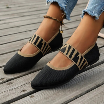 Women’s Knitted Strap Pointed Toe Flats