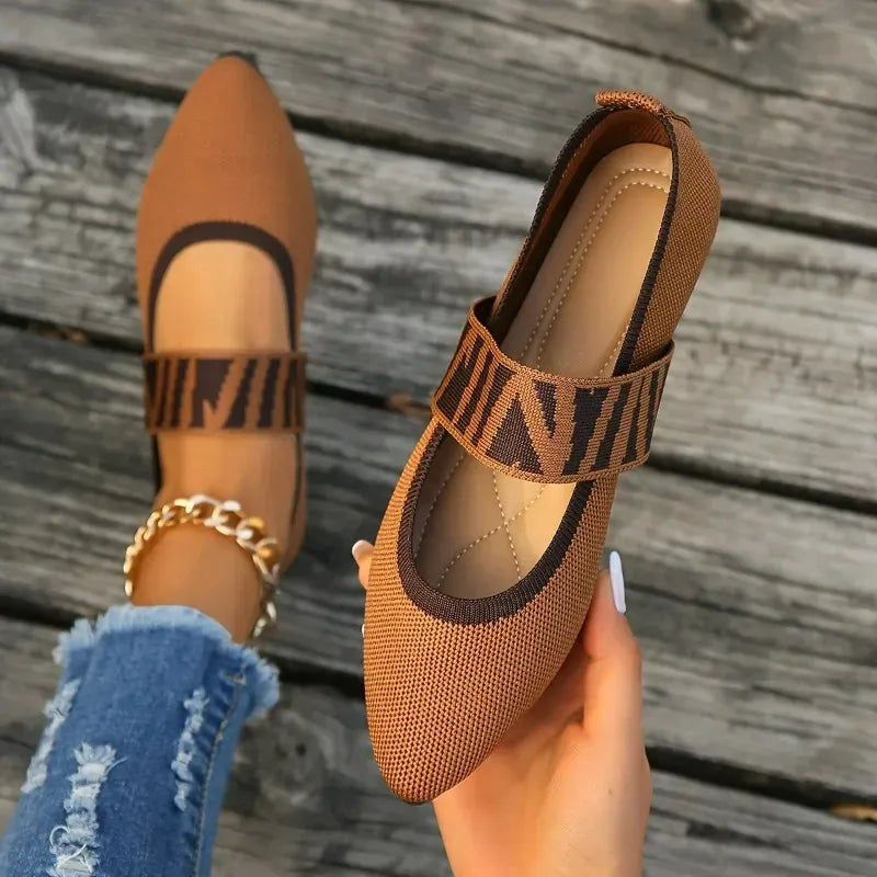 Women’s Knitted Strap Pointed Toe Flats