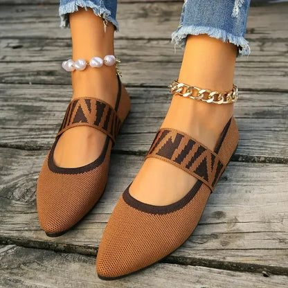 Women’s Knitted Strap Pointed Toe Flats