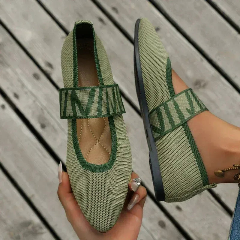 Women’s Knitted Strap Pointed Toe Flats