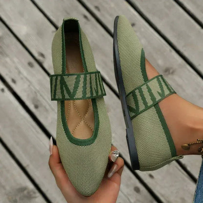 Women’s Knitted Strap Pointed Toe Flats