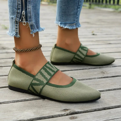 Women’s Knitted Strap Pointed Toe Flats