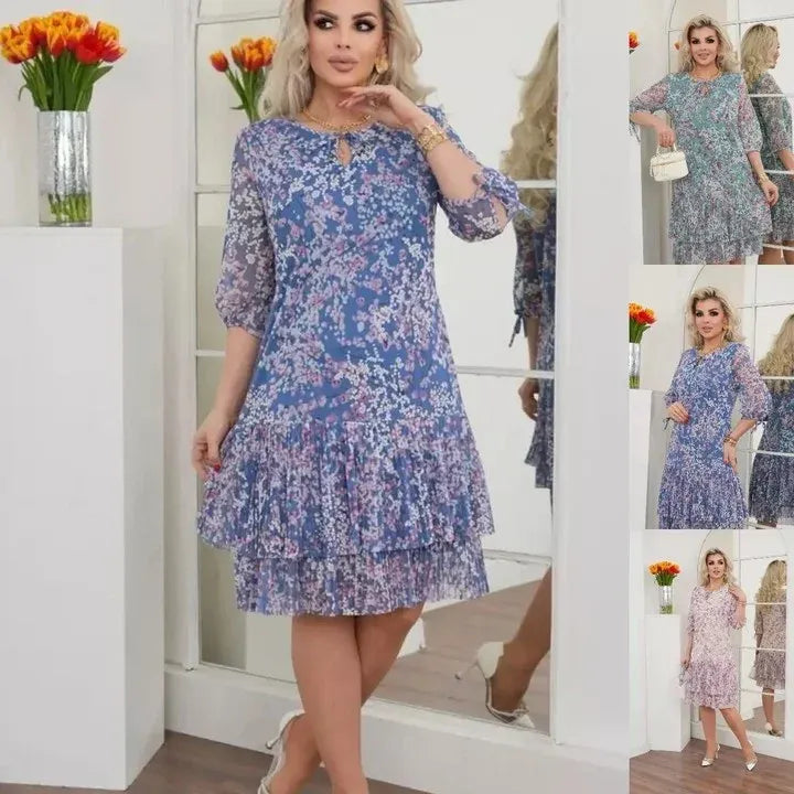 Women’s Floral Tiered Ruffle Midi Dress
