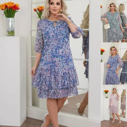 Women’s Floral Tiered Ruffle Midi Dress