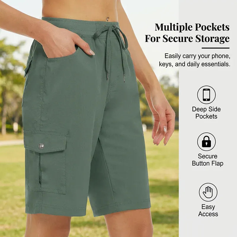 Women’s Lightweight Quick-Dry Cargo Shorts with Pockets