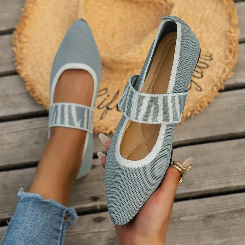 Women’s Knitted Strap Pointed Toe Flats