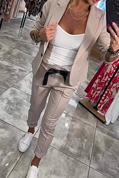 Women’s Casual Blazer and Pants 2-Piece Set