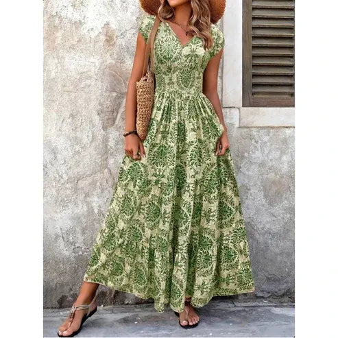 Women’s Floral Smocked Waist Maxi Dress