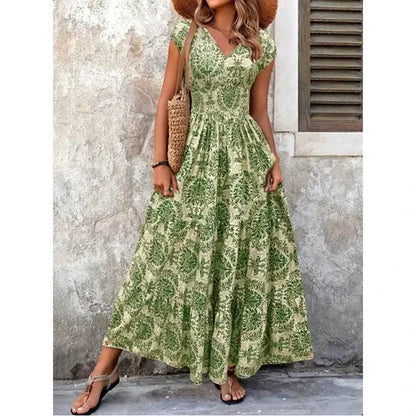 Women’s Floral Smocked Waist Maxi Dress