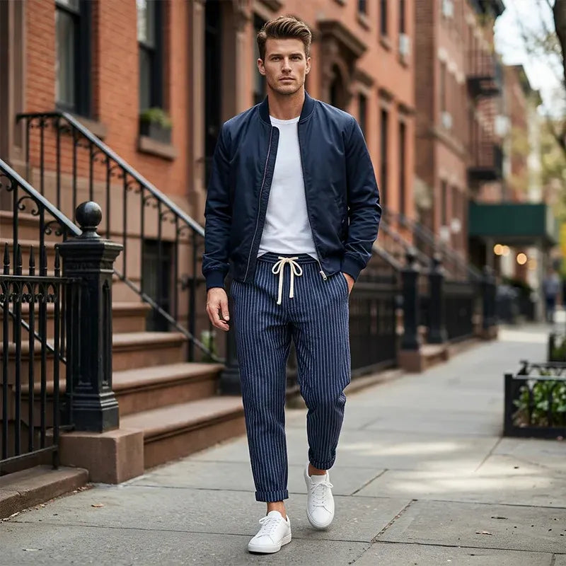 Men’s Striped Drawstring Casual Pants