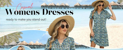 V-Neck Casual Pocket T-Shirt Dress