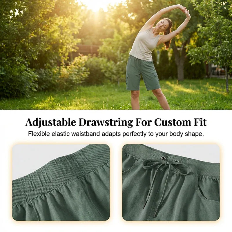 Women’s Lightweight Quick-Dry Cargo Shorts with Pockets