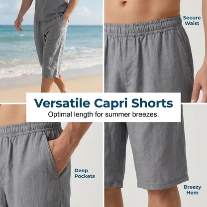 Men’s Relaxed Linen-Blend Polo Shorts Set