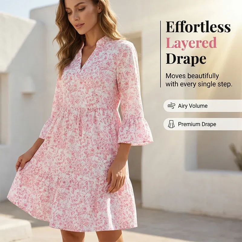Women’s Floral V-Neck Flowy Mini Dress