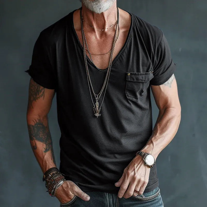 Men’s V-Neck Pocket Short Sleeve T-Shirt