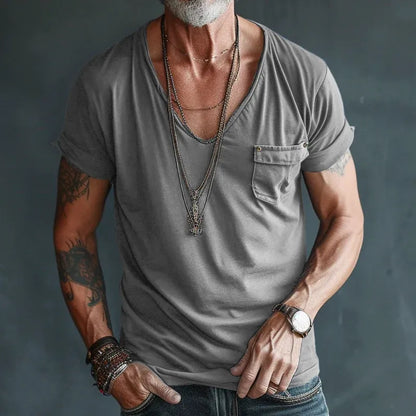 Men’s V-Neck Pocket Short Sleeve T-Shirt