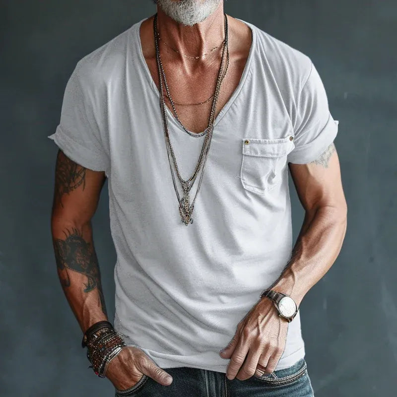 Men’s V-Neck Pocket Short Sleeve T-Shirt