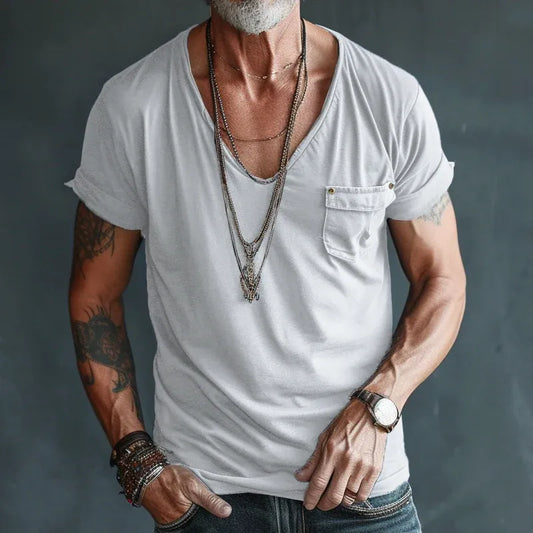 Men’s V-Neck Pocket Short Sleeve T-Shirt