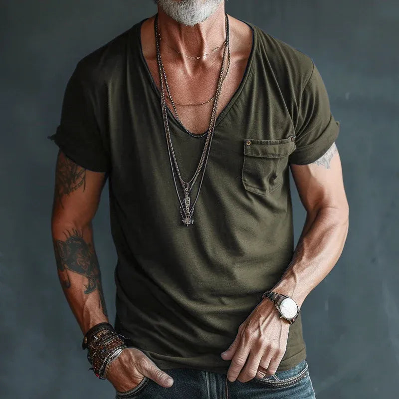 Men’s V-Neck Pocket Short Sleeve T-Shirt