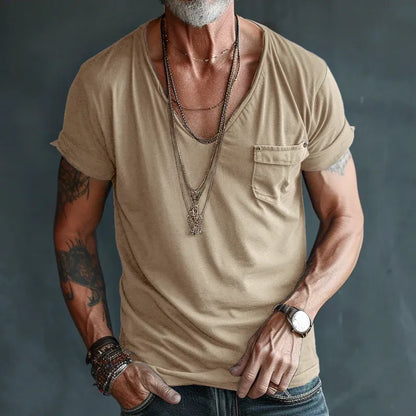 Men’s V-Neck Pocket Short Sleeve T-Shirt