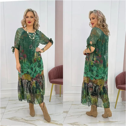 Women's Floral Print Mesh Dress