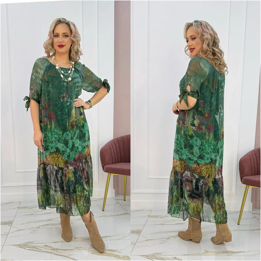 Women's Floral Print Mesh Dress
