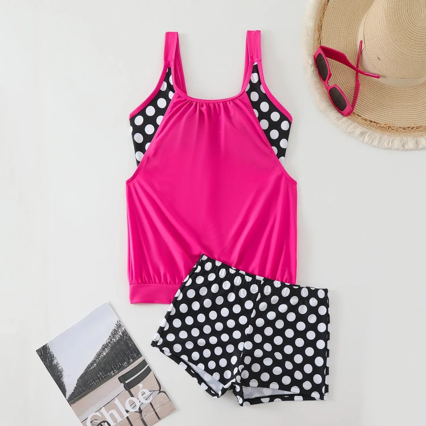 Women’s Polka Dot Tankini Swim Set