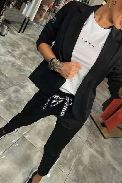 Women’s Casual Blazer and Pants 2-Piece Set