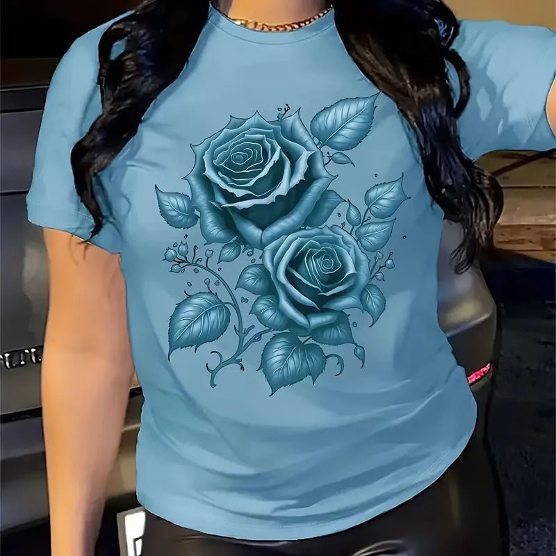 Women's Rose Graphic Crewneck T-Shirt