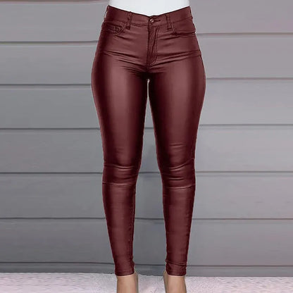 Women’s High-Waisted Leather-Look Skinny Pants