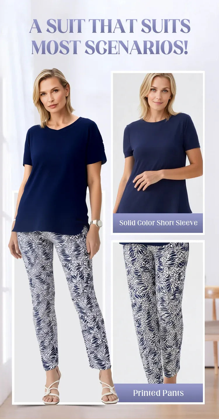 Women’s Casual Two-Piece Printed Pants Set