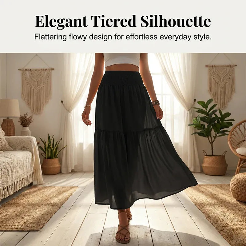 Women’s Smocked High-Waist Maxi Skirt