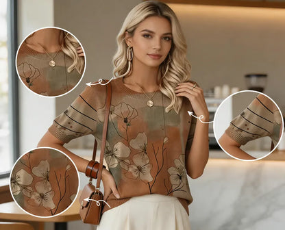 Women’s Floral Short-Sleeve Knit Top